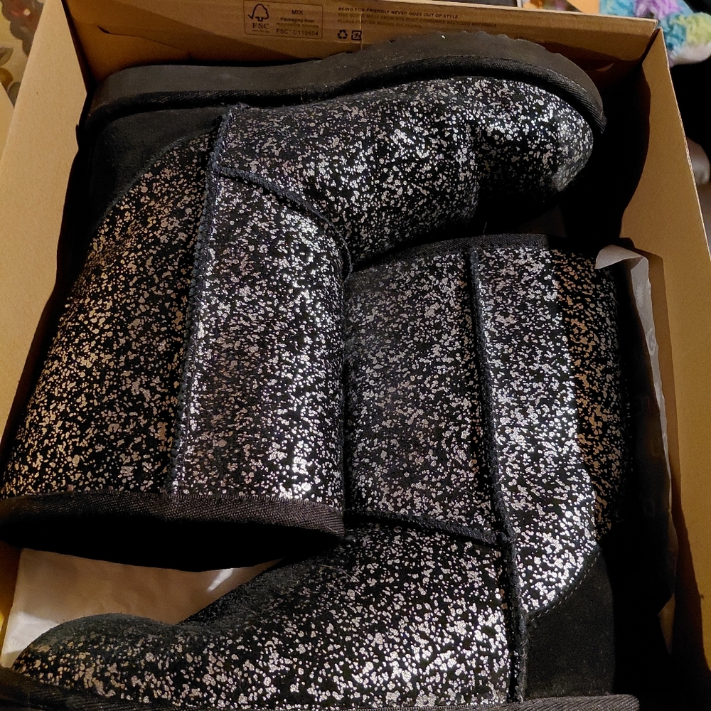 UGG Black Foil Glam Boots